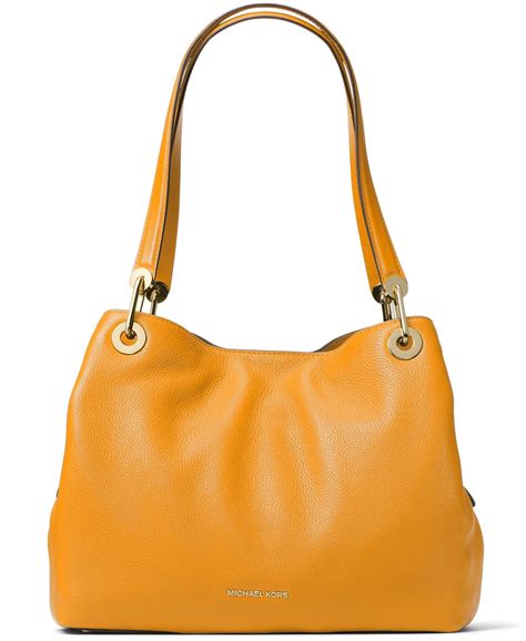 michael kors gold chain raven pebble leather purse|Michael Kors Raven Pebble Leather Tote Chain Accent Handles.